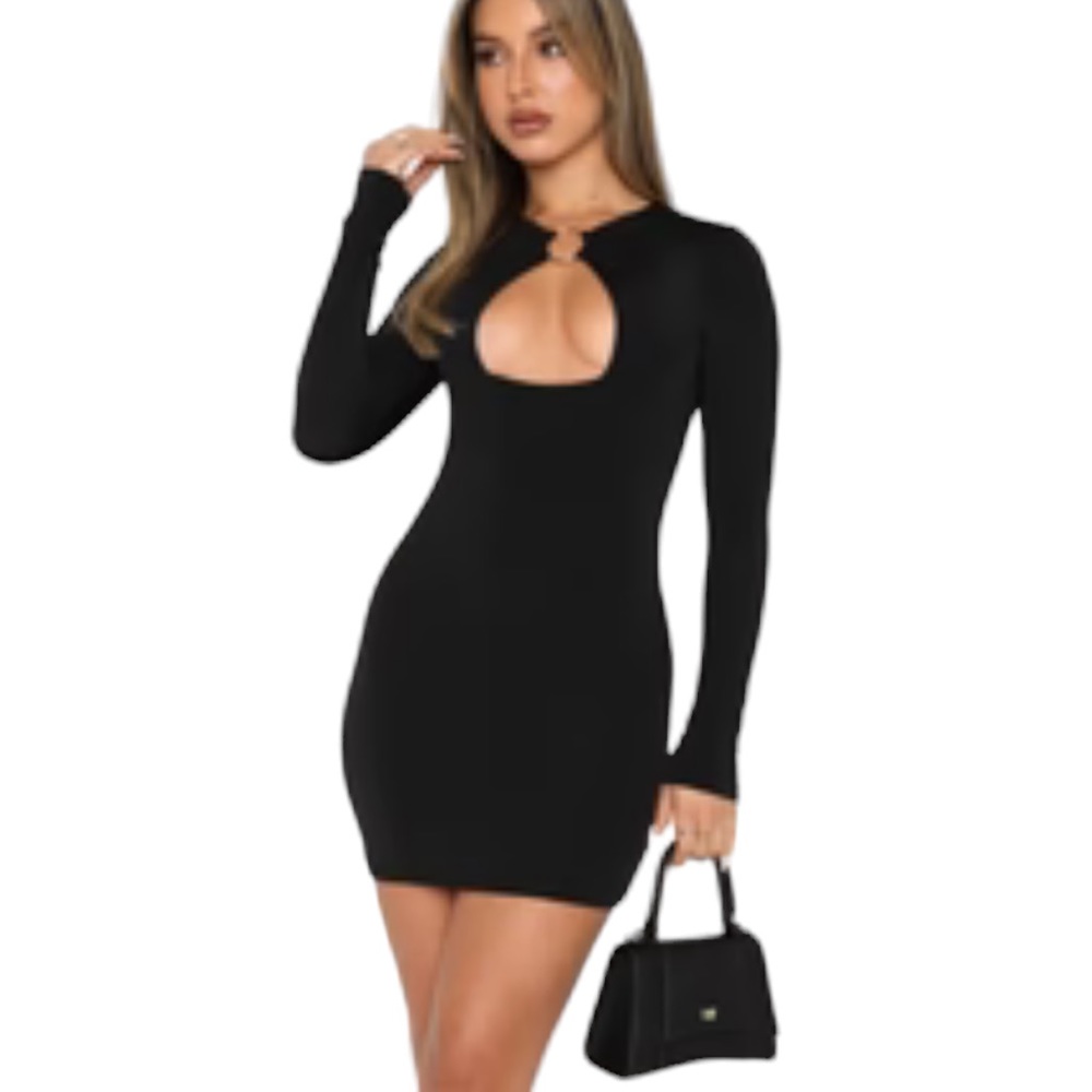 White Fox Boutique Shine On Me mini black bodycon dress
